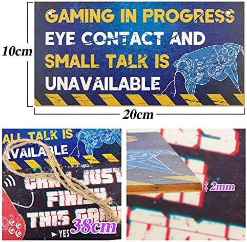 BETESSIN 2 Pcs Funny Gaming Signs Just Finish This Game Wooden Sign Hanging Game Signs Bedroom Door Sign with Jute Rope for Boys Game Room Birthday Xmas Gift Living Room Decor