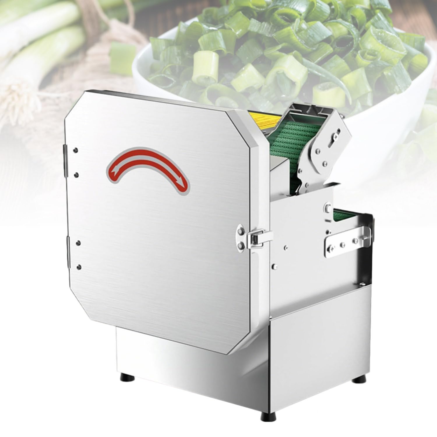 Grado di Taglio per Verdure, trituratore Multifunzione per scalogno con Vassoio di Raccolta, Porta di Alimentazione da 7 cm per peperoni, cipolle Verdi tritate, Cipolla, coriandolo, porri