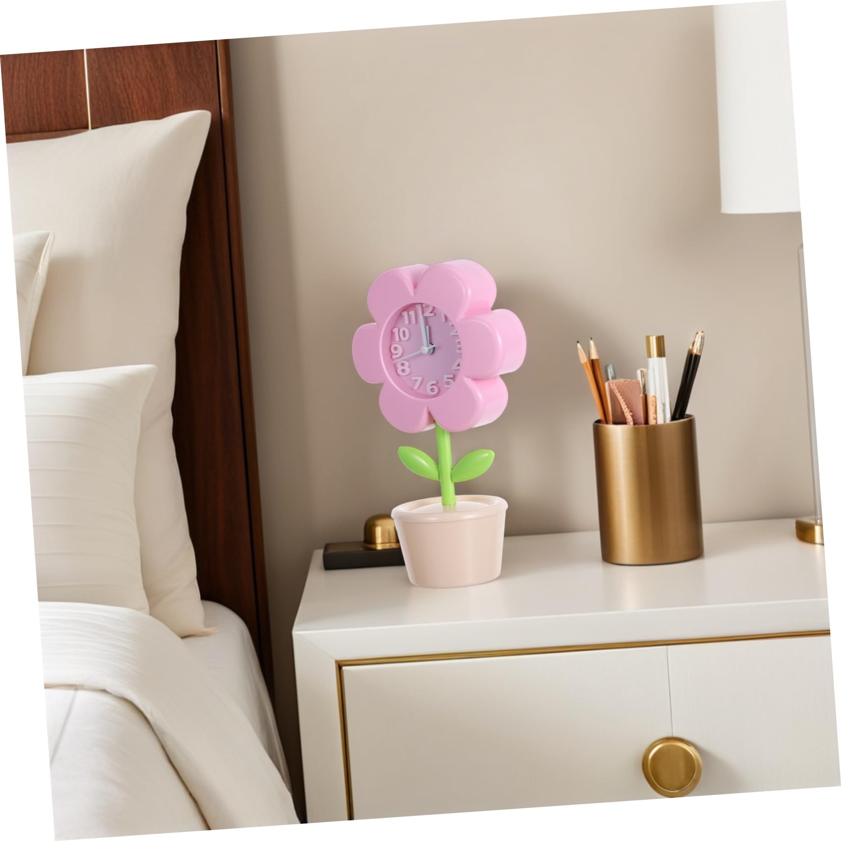 Ciieeo Despertador Infantil Digital de Flores Pequeño Rosa, Mecanismo Silencioso, Material Plástico, para Estudiantes, Adecuado para Dormitorios y Viajes, Reloj de Mesa Decorativo
