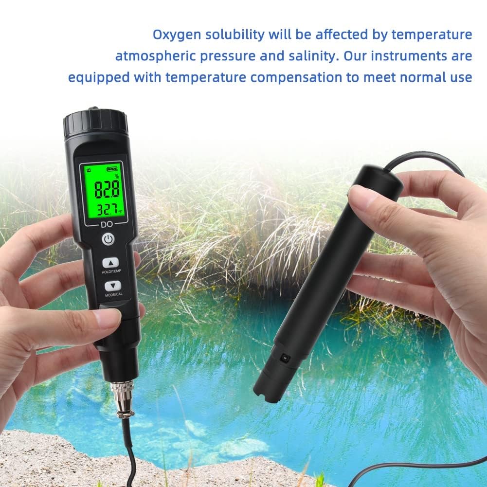 Oxymètre numérique for aquariums et aquaculture: testeur de qualité de l'eau avec plage de mesure de 0,0 à 40,0mg/L, analyseur et détecteur d'oxygène for des tests précis de l'oxygène dissous.