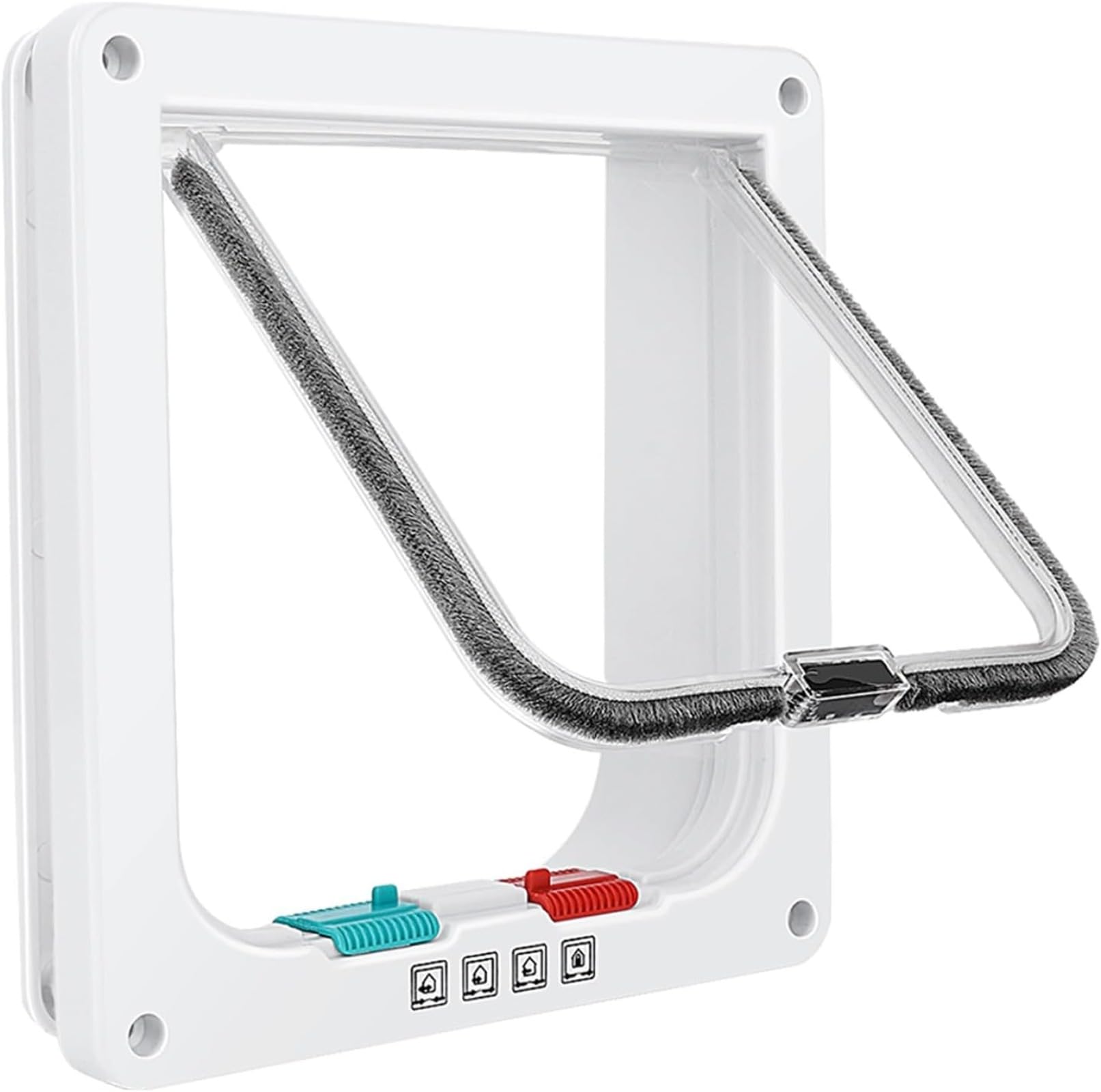 Nuyoah Thin Cat Door for Windows, Pet Doors and Sliding Door, Safety Pet Door with 4 Way Lock, Weatherproof Cat Flap for Thin Door and Wall(Medium, 6.7in x 6.3in Flap) (A white)