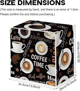 WEBEEDY Dustproof Coffee Maker Cover with Top Handle, Washable Kitchen Appliance Cover Polyester Durable Dust Cover for Most of Coffee Machine Kitchen Countertop Office Home Decor, 34.5x26x35.5cm