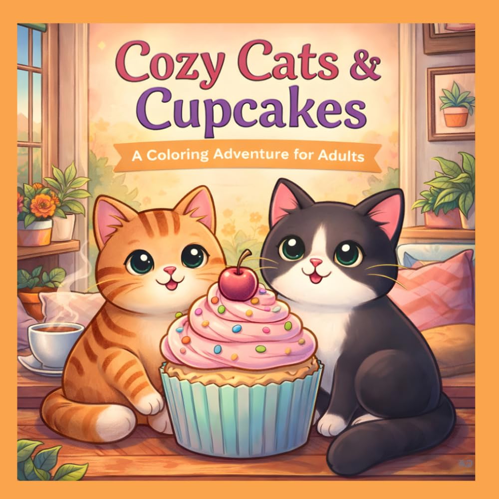 Cozy Cats & Cupcakes: A Colouring Adventures for Adults
