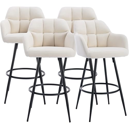 Shunzhi 30 inches Bar Stools Set of 4, MidCentury Velvet