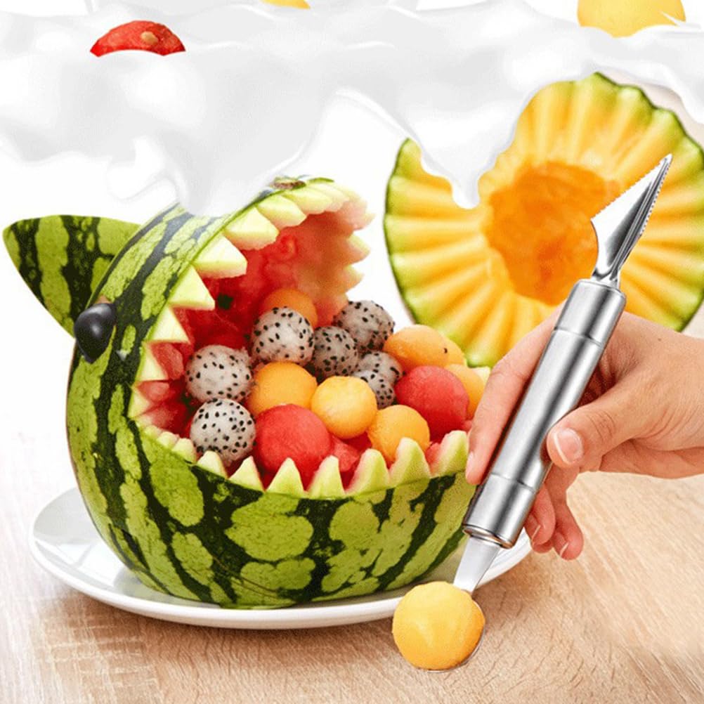 Ensemble de couteaux sphériques : ensemble de 2 couteaux sphériques et outils à découper, cuillère à melon en acier inoxydable, couteau à melon multifonction, épépineur