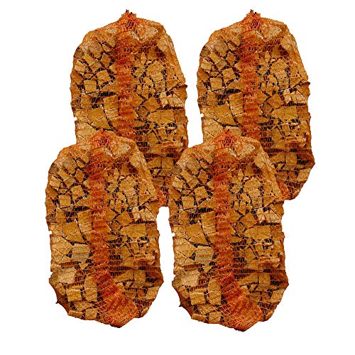 Logs Online (4 Net Bags) Kiln Dried Natural Kindling Wood. Perfect for Fire Pit, BBQ, Pizza Oven & Log Burner. Easy Lighting & Reduced Smoke. 4kg per Net Bag. Sustainably Sourced.
