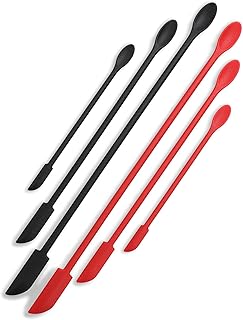 Silicone Spatula Set Mini-Makeup Spatula-Small Silicone Spatula-Last Drop Spatula with Container for Beauty and Kitchen Re...