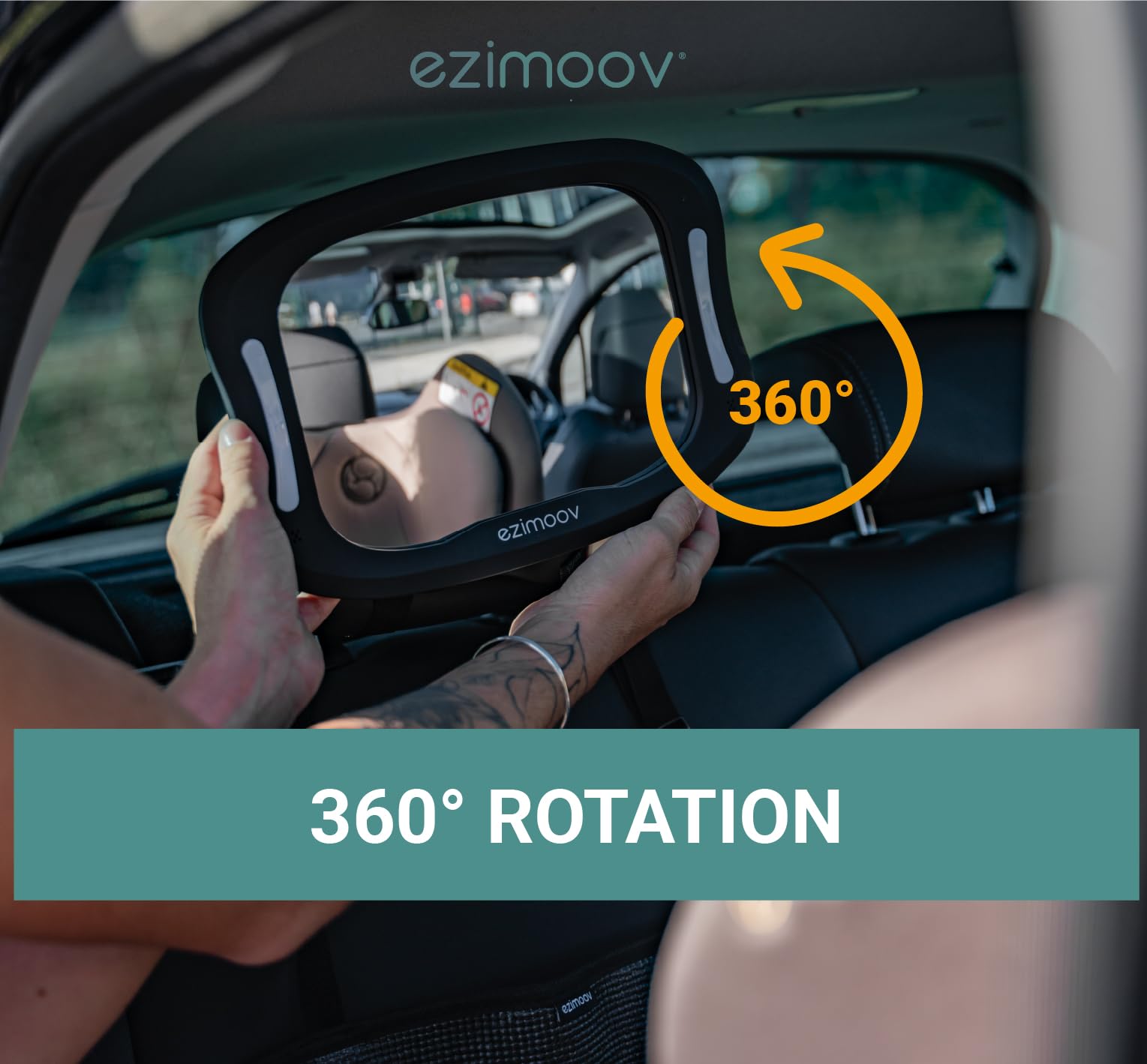 Ezimoov, Rear seat baby car mirror, Remote control LED light, Rear view mirror to see your child safely, recycled packaging - Image 3