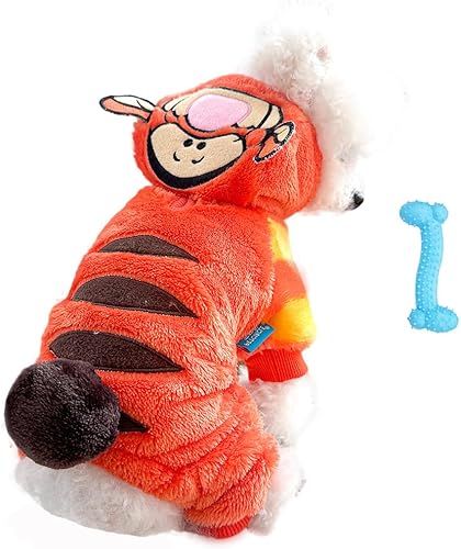 Disfraz de tigre para perro, ropa de terciopelo suave para perro, sudadera con capucha para perro, divertido disfraz de Halloween para perros