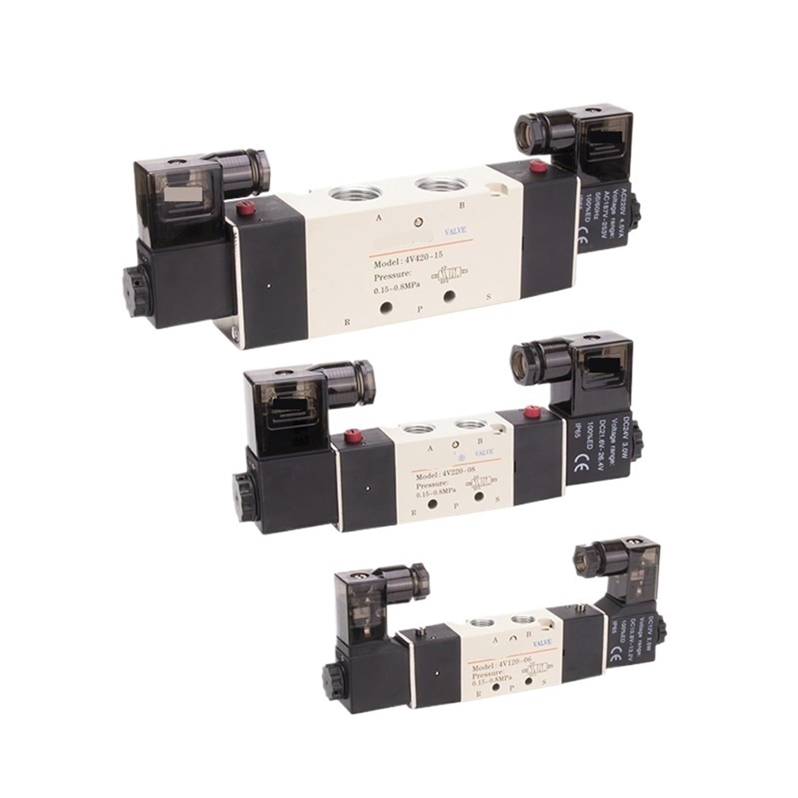 Pneumatic Solenoid Valve 4V120-06/4V220-08/4V320-104V420-15/DC24V/220 1Pcs(4V320-08-AC220V*12)