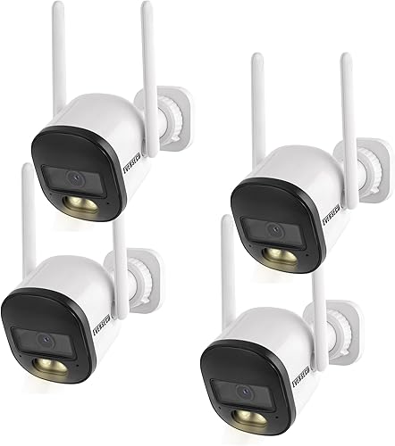 EVERSECU Cámara bala WiFi con cable 2K, lente gran angular de 0.110 in, audio de 2 vías, visión nocturna, alarma de detección de movimiento,