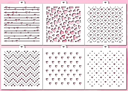 Cookie Stencil set Hearts, 6 pcs