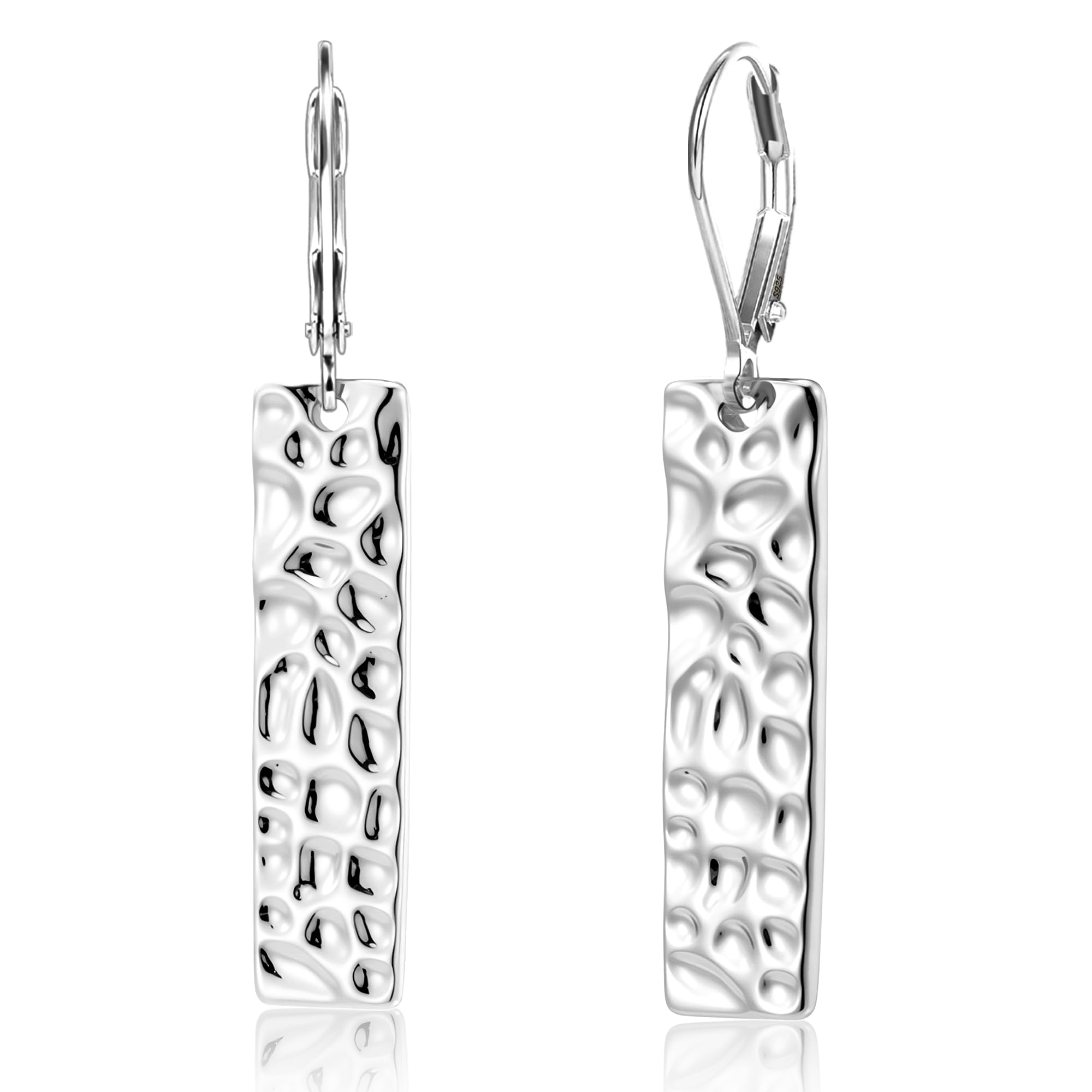 ALEXCRAFT 925 Sterling Silver Dangle Earrings for Women 14K Gold Plated French Leverback Earrings Hypoallergenic Lightweight Statement Hammer