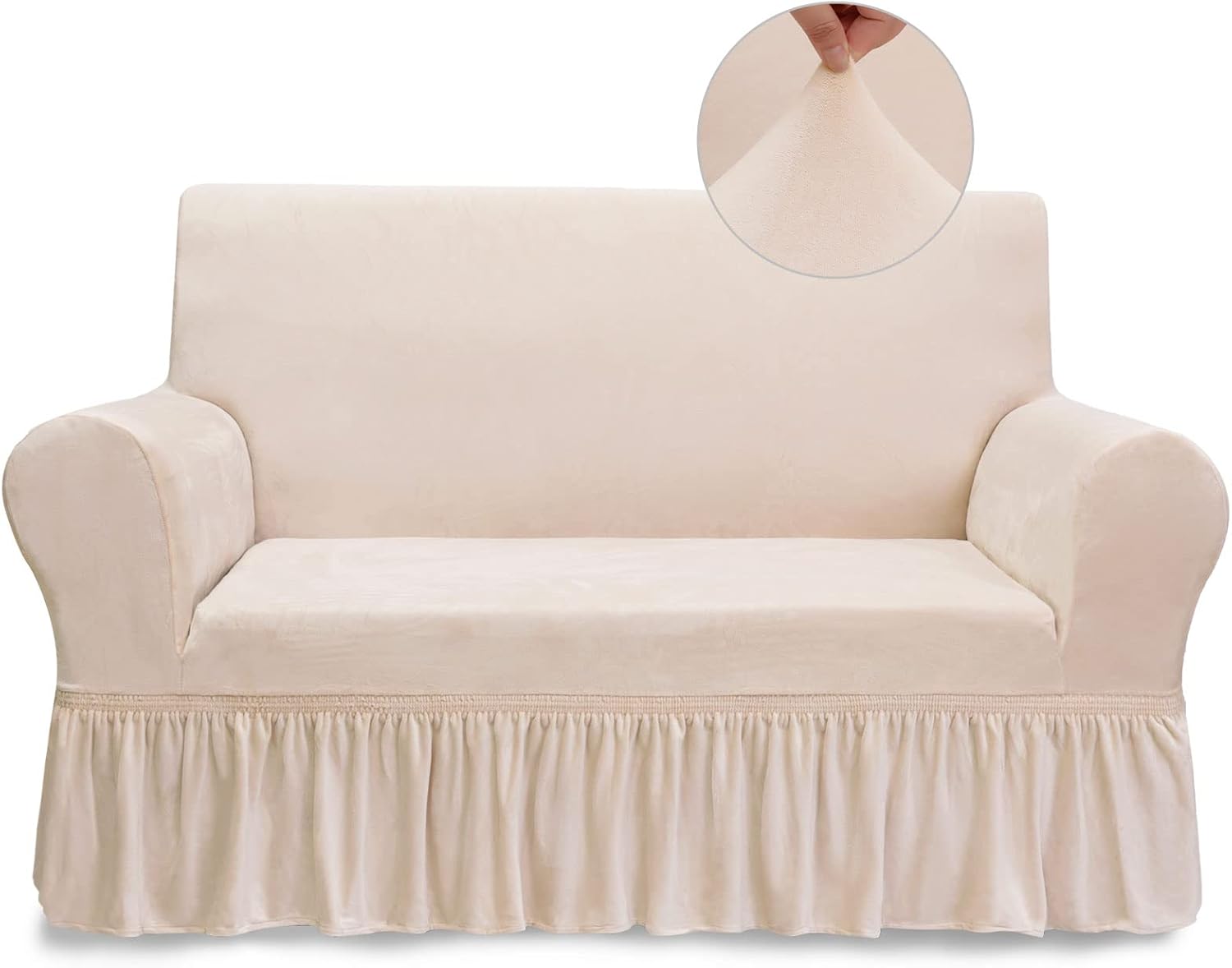NICEEC Loveseat Cover Super Soft 1Piece Beige Slipcover for Loveseats