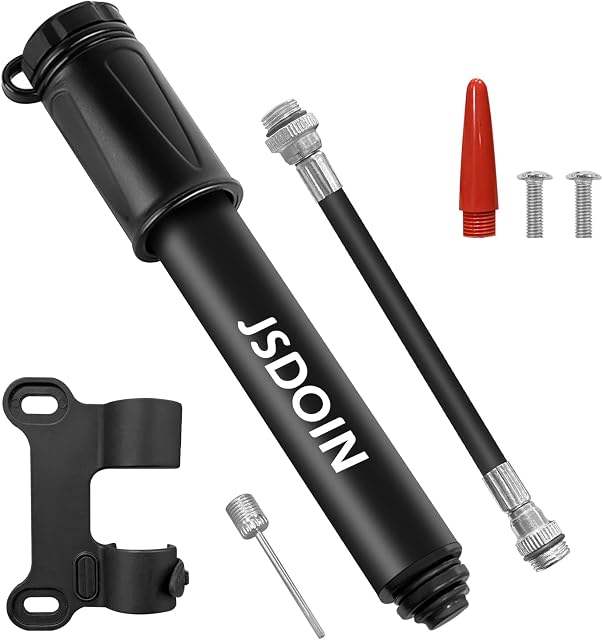JSDOIN Portable Mini Bike Pump - Fast Inflation Universal Presta and Schrader Valve Road Mountain Cycling Frame Mounted Hand Tyre Pumps