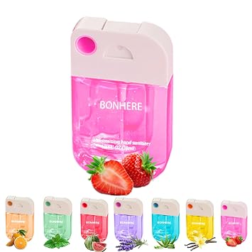Hand Sanitizer, Hand Sanitizer Spray, Hydrating Spray for Hand, Portable Sanitizer spray Set for Travel Size, 500-Sprays Each Multi-Flavor Strawberry