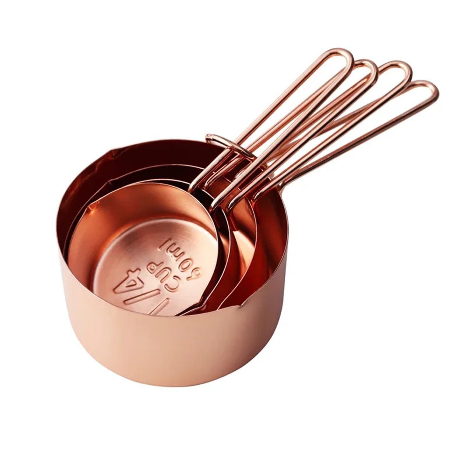 Messlöffel aus Edelstahl, verkupfert | Roségoldenes Messlöffel- und Tassen-Set, Küchenhelfer, Backutensilien