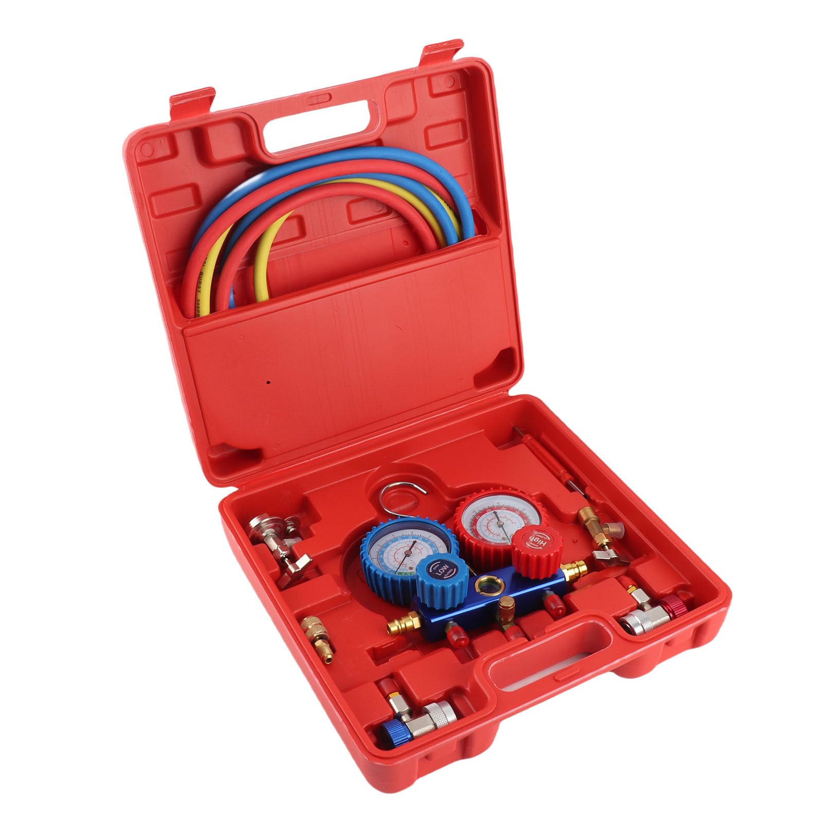 Set di Accessori per L'installazione del Climatizzatore con 2 Manometri, Attacco 1/4" e Tubi 1,5 M, per R134a, R22 e R410A
