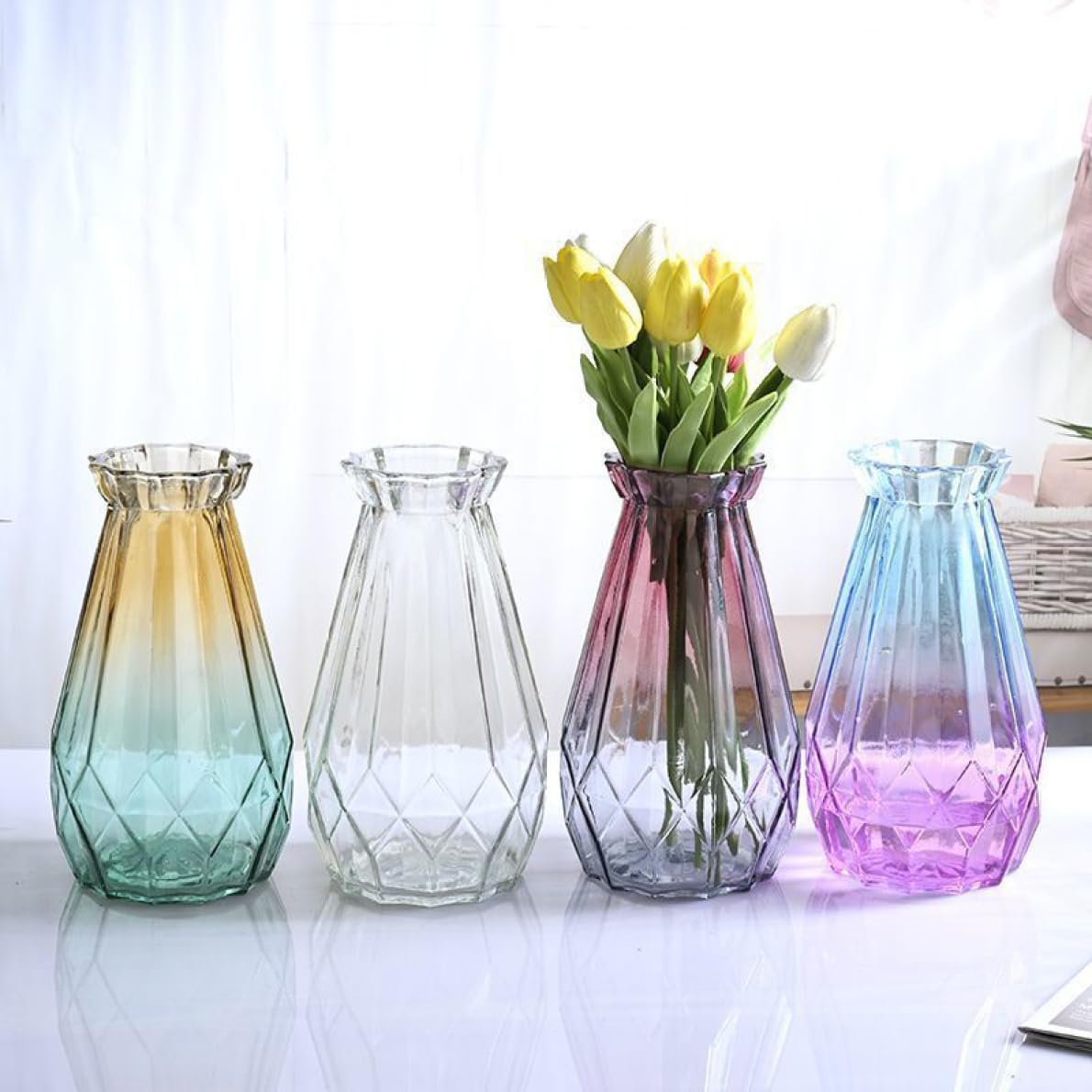 アートガラス 花瓶 ブルー パープル Amazon.co.jp: YJFFQ ガラスの花瓶 花びん 大きな花瓶 01ブルー