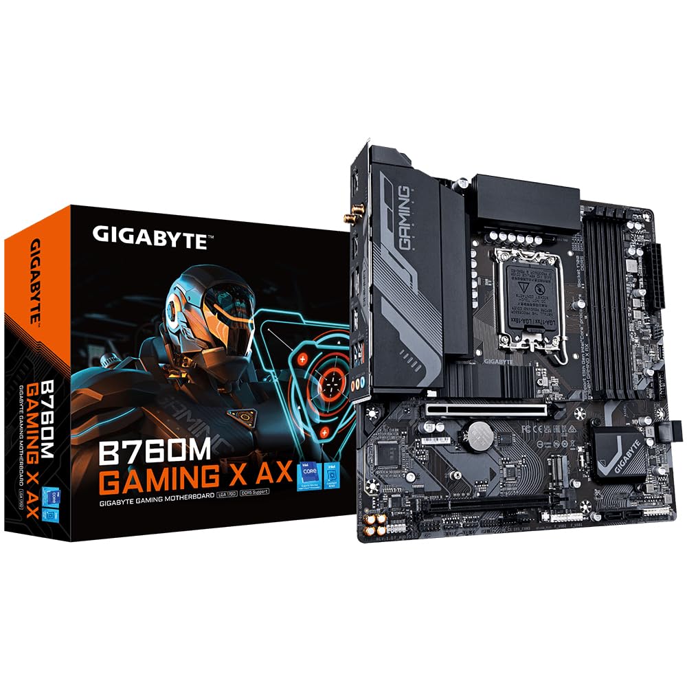GIGABYTE B760M Gaming X AX Scheda madre - Supporta CPU Intel Core 14ª generazione, VRM a 8+1+1 fasi, fino a 7600 MHz DDR5, 2xPCIe 4.0 M.2, Wi-Fi 6E, LAN 2.5GbE, USB 3.2 Gen 2
