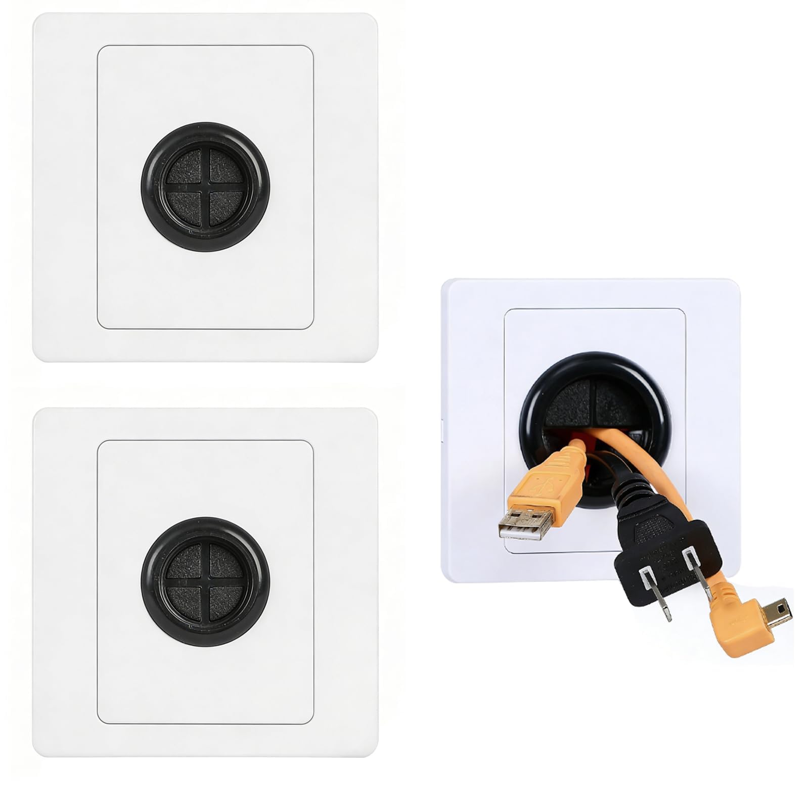 2PCS Blank Wall Plates with Cable Outlet Hole and Round Shape, for Desk, Table, Ceiling and AC Openings, Wire Manager Cover Set, Grommet Style for Home or Office Use-picture-10