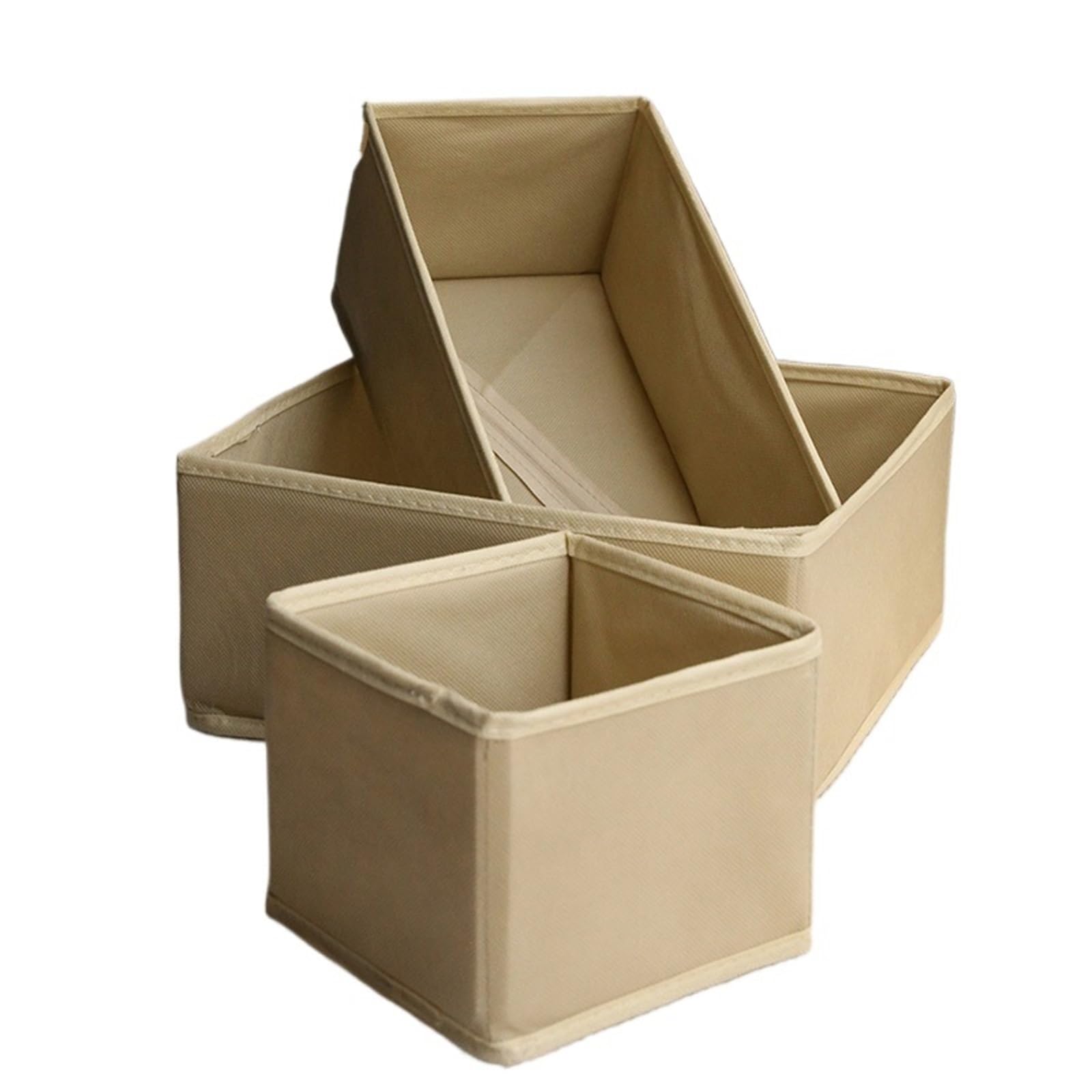 ZHSOAO 3 Pcs Underwear Bra Socks Cabinet Drawer Organizer T-Shirt Storage Basket Wardrobe Organizers Clothes Box for Bras, Socks, Underwear(Beige)