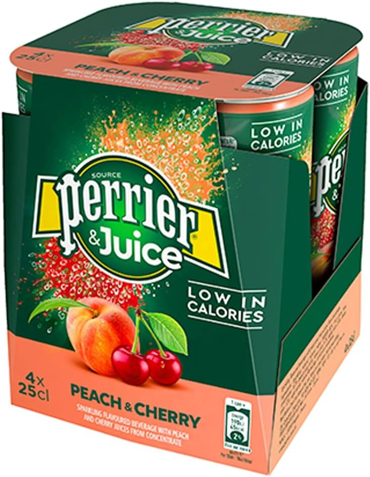 Perrier & Juice Peach and Cherry Can 4x250 ml