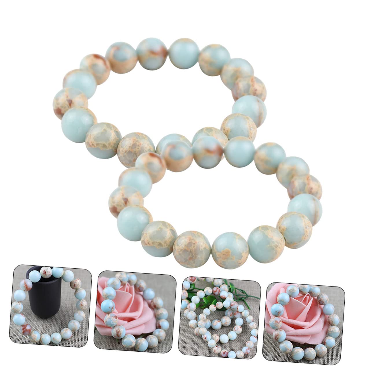 Schmuck Blaue Kugel Armband Perle Mädchen gebettet natürliche Miss Runde Perlen