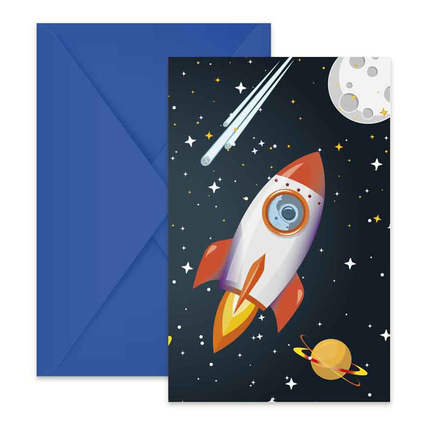 Procos - Rocket Spaceship Rocket Space Party Invitations in FSC Paper, 6 Pieces, PR93741