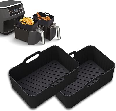 2Pcs Airfryer Zubehör für Ninja Foodi Max Dual Zone AF400EU AF300EU 7.6-9.5L, Silikonform Heißluftfritteuse für COSORI Juskys Russell Hobbs, Airfryer Silikonform Silikoneinsatz Air Fryer Accessories