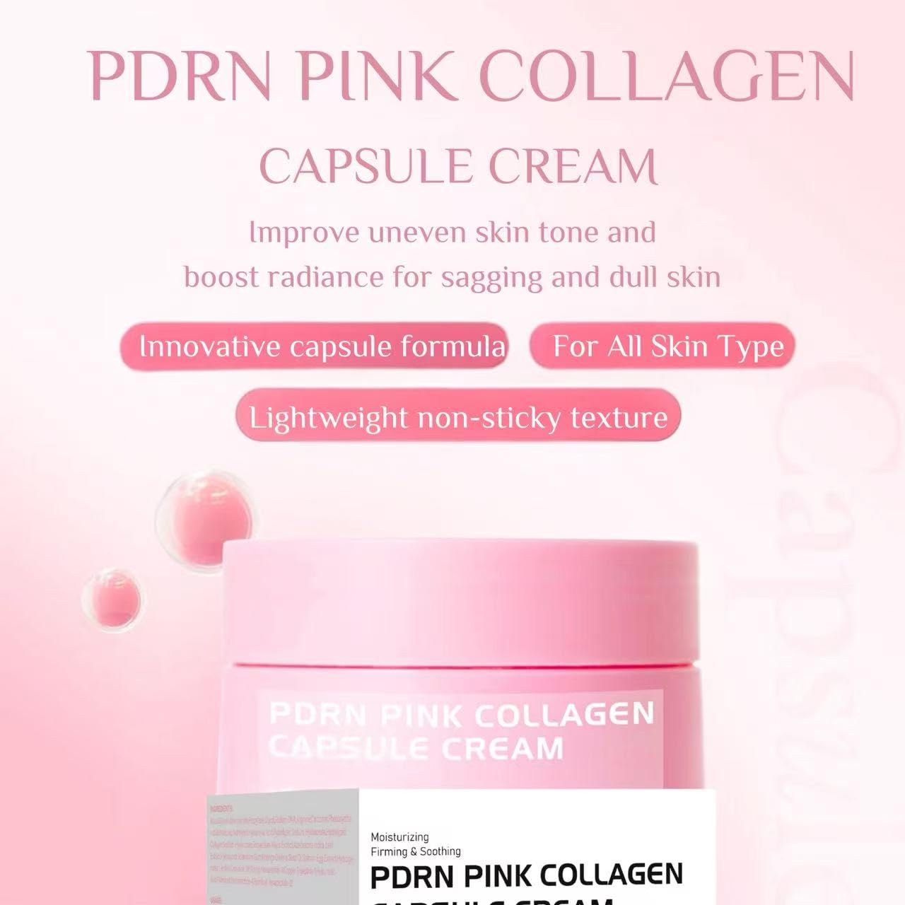 Salmon DNA PDRN Pink Collagen Capsule Cream-Collagen Capsule Face Moisturizer,Anti Aging Face Cream,Pink Niacinamide Serum,Colla gen-Boosts Skin Barrier Hydration,Korean Skin Care - Image 2