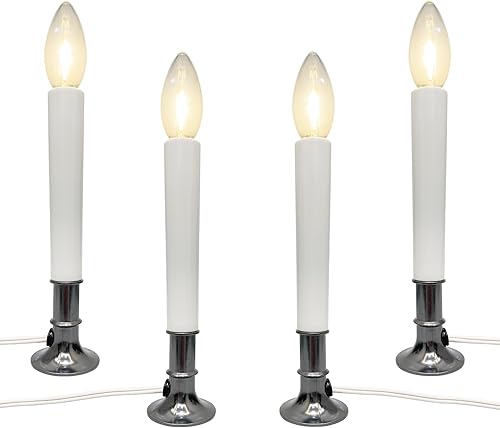 Luces eléctricas para ventana con sensor automático, lámparas de vela del atardecer al amanecer con base chapada en níquel, luces de ventana