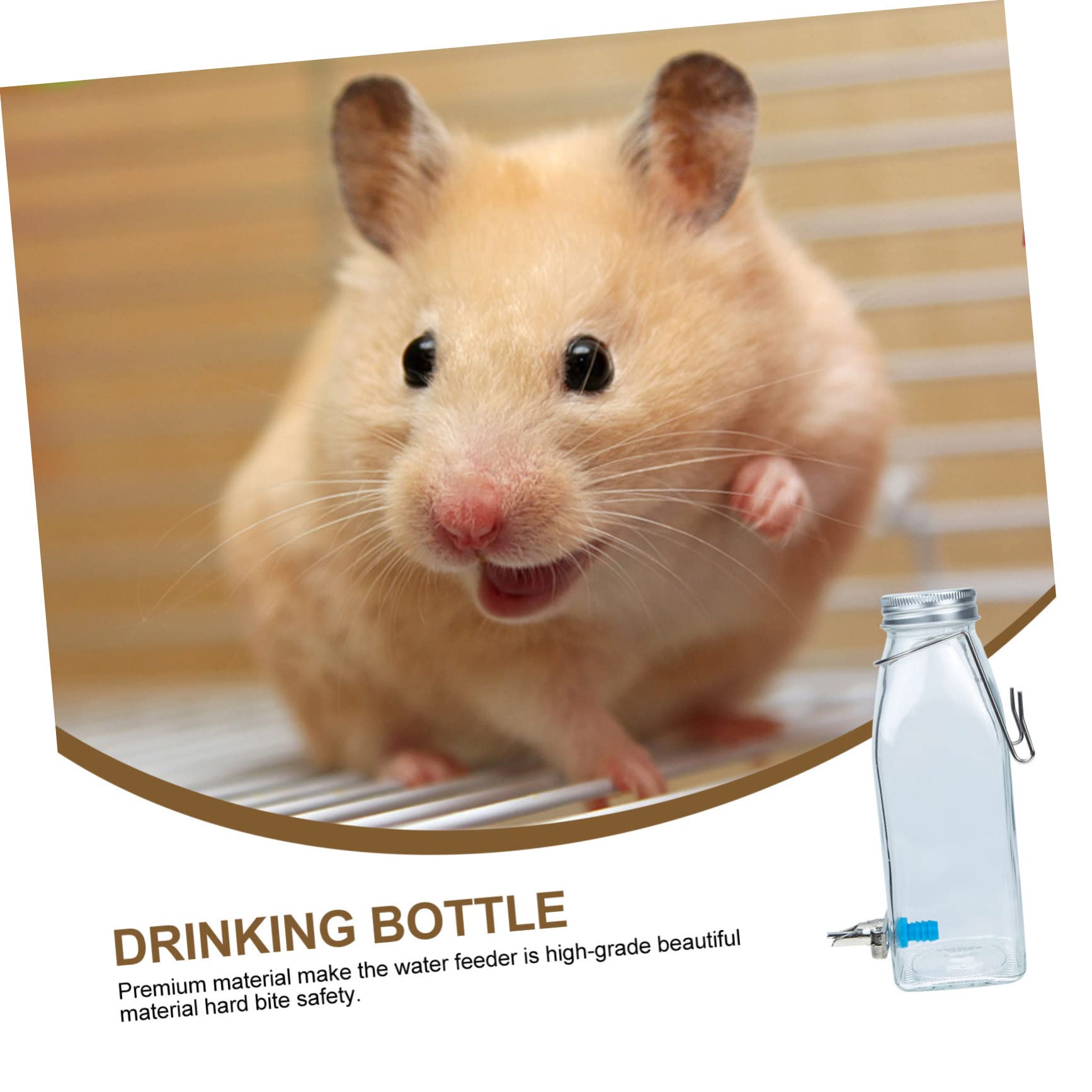 350ml Glas und Edelstahl Haustier Trinkflasche für Kaninchen und Kleine Kleintiere mit Bisssicherem Design und Komfortabler Trinkfunktion zum Aufhängen im Käfig