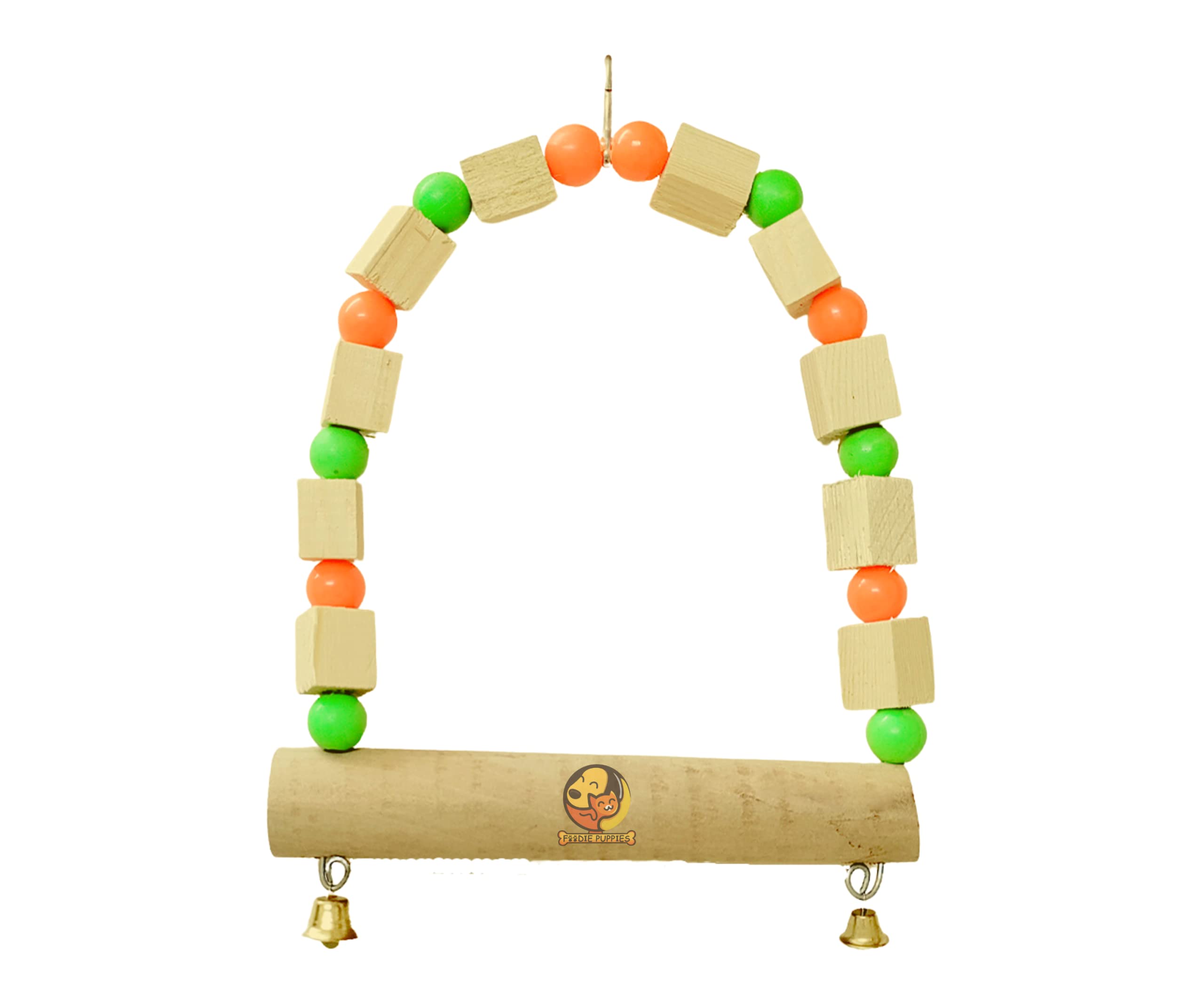 Foodie Puppies Natural Wooden Chewing 8inch Swing Bird Toy for Medium to Large Birds - Bird Cage Accessories (B0B59HLCYR) Amazon Price History, Amazon Price Tracker
