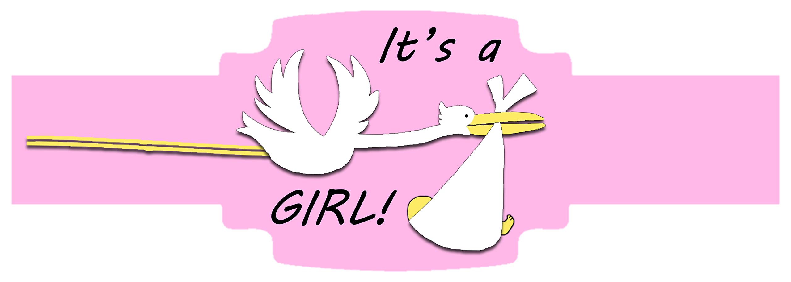 It's a Girl! (Stork) 20-Pack of Self-Adhering Celebration Bands/Cigar Bands/Labels