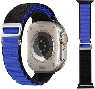 سوار بتصميم حلقي، متوافق مع سوار ساعة ابل 49/45/44/42 ملم، سوار حلقي من النايلون لساعة اي ووتش الترا/الترا 2/سلسلة 9 8 7 6 اس اي للرجال والنساء من فكرة