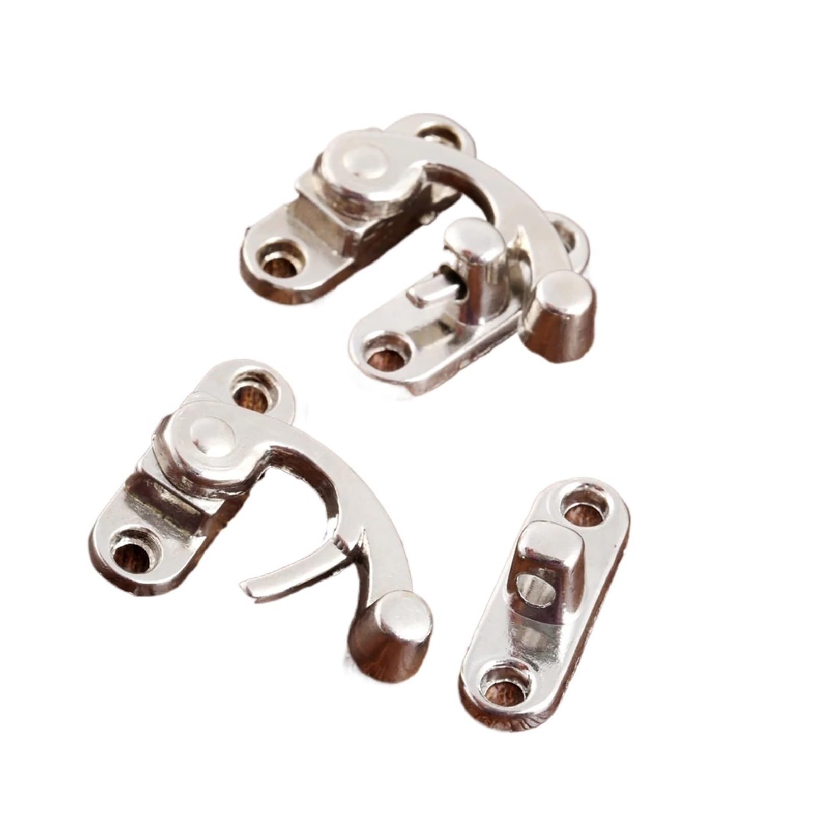 FENG GUO 2Pcs 29 * 33mm Silver/Red Copper Box Latch Hasps Lock Catch Latches Jewelry Wood Box Suitcase Buckle Clip Clasp Furniture Hardware(Silver)
