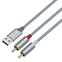 Vista 1 de DCHAV Cable adaptador de audio USB a RCA de 4 pies tipo A a 2 RCA macho 2RCA y divisor en Y, cable trenzado de nailon, interfaz rojo y blanco