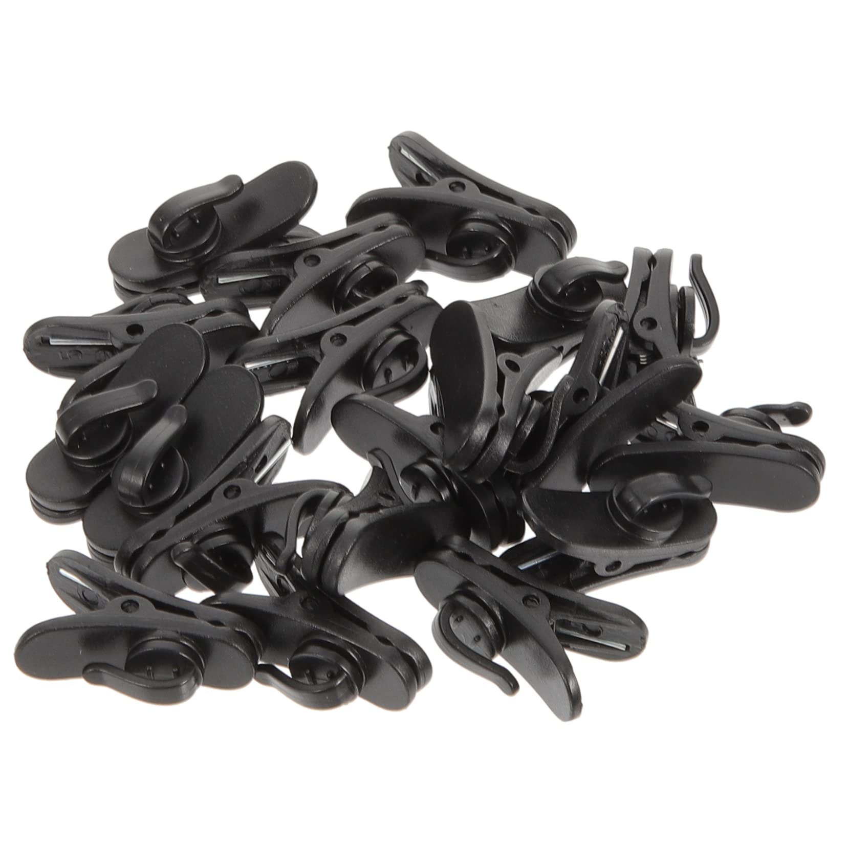 20 Clips Micro Cravate Noir - Pince Réversible Pour Microphone Lavalier, ABS (2.3x1.7cm)