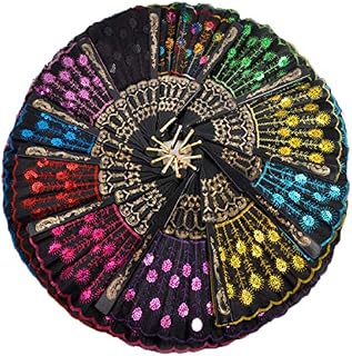 Winture 10 PCS Peacock Hand Fans, Spanish Folding Hand Fan, Flower Dancing Fans,Summer