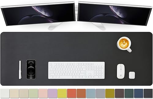 Miniatura 33 de Tapete de escritorio de piel antideslizante de poliuretano (PU), para organización de escritorio y accesorios, ideal para alfombrilla de mouse y de