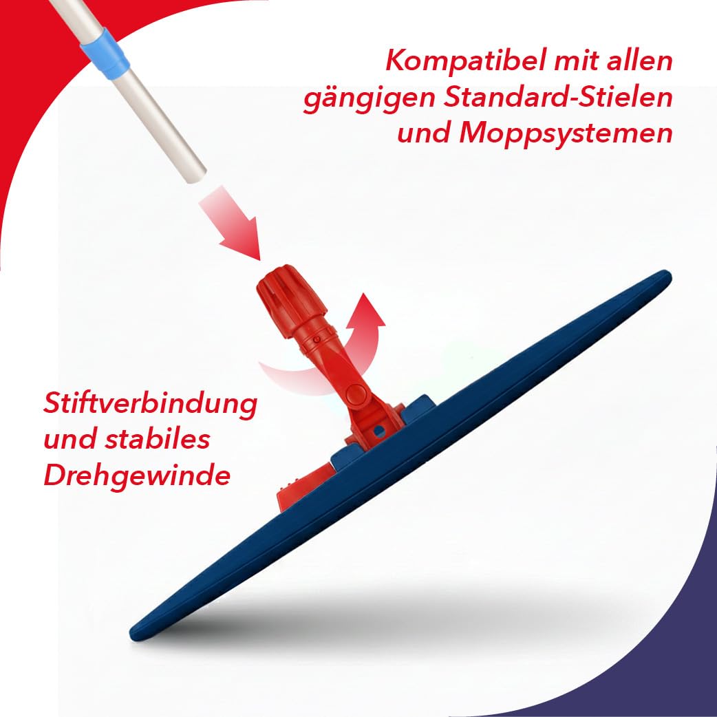 G.I.V. Bodenwischer Set 50cm Klapphalter mit Trittmechanik & Magnetverschluss + Teleskopstiel ausziehbar 88-150cm inkl. 5X Mikrofaser Wischmopp - Wischer Bodenreinigung - Gebäudereinigung
