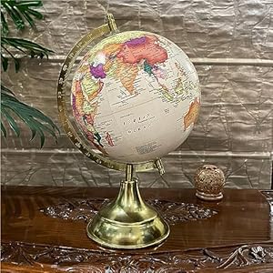 GLOBE DADDY- Antique Baby Peach Color world Map Globe Rotating 8 inch Dia Globe for Home & Office Décor/Kids & Student Learning/Gift Item/Toy/Show Piece