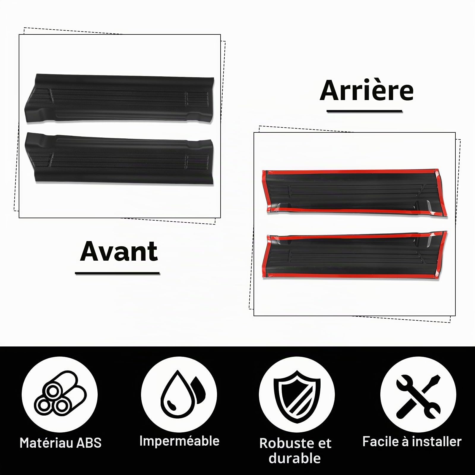 2PCS Plaques de seuil de porte en plastique de remplacement pour Fiat Ducato/Peugeot Boxer/Citroen Jumper 2006-2023, Protection latérale ABS pour seuil de porte gauche et droit