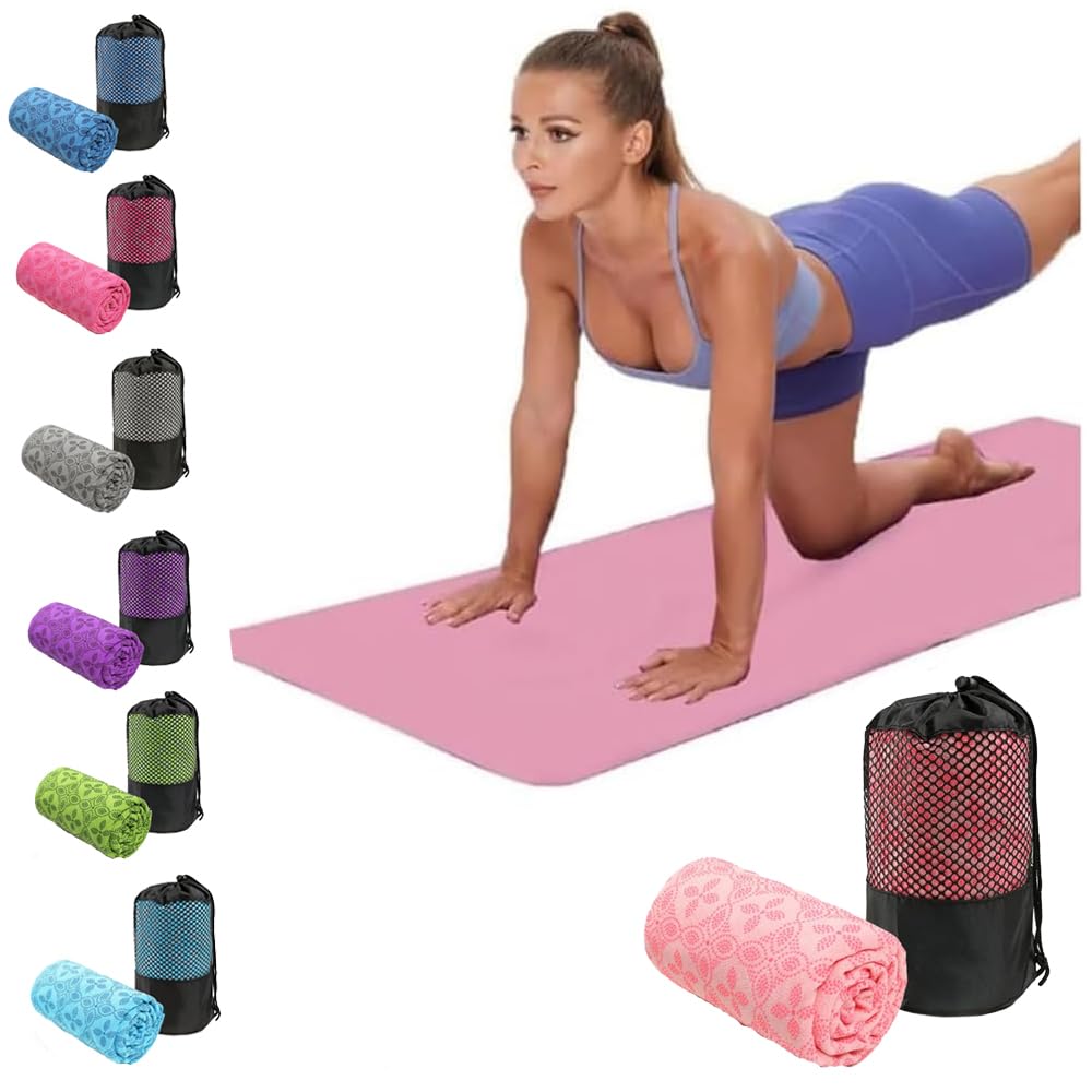 Oaygat Yoga Towel Sweat Absorbent Non-slip Yoga Towel Quick Dry Yogas Mat Towel 27"x72" Fitness Pilates Gym Mat Towels With Free Mesh Carry Bag