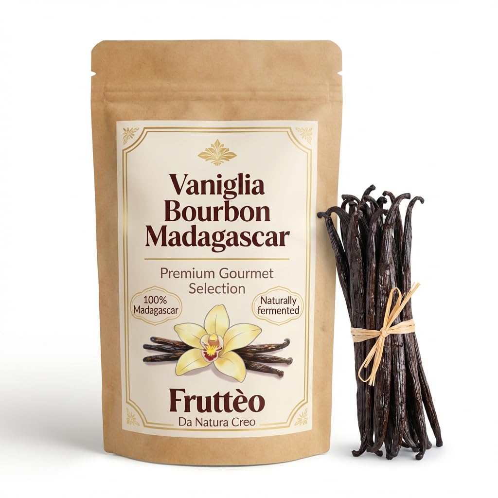 Frutteo - 20 Baccelli di Vaniglia Bourbon XL del Madagascar 16/cm, Qualità Gourmet, Carnosi e Profumati + 1 Baccelli Omaggio, Ideali per Dolci, Gelati, Creme e Ricette Raffinate