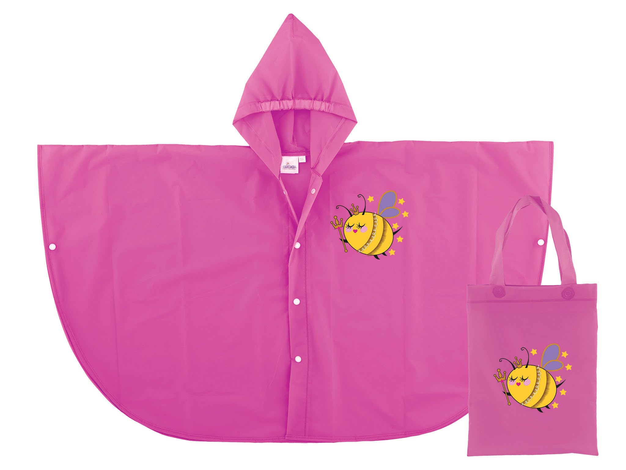 siggi Capa impermeable para niño y niña con capucha + bolsa de regalo | Tallas 3/4-5/6 años, fucsia, 3-4 Años