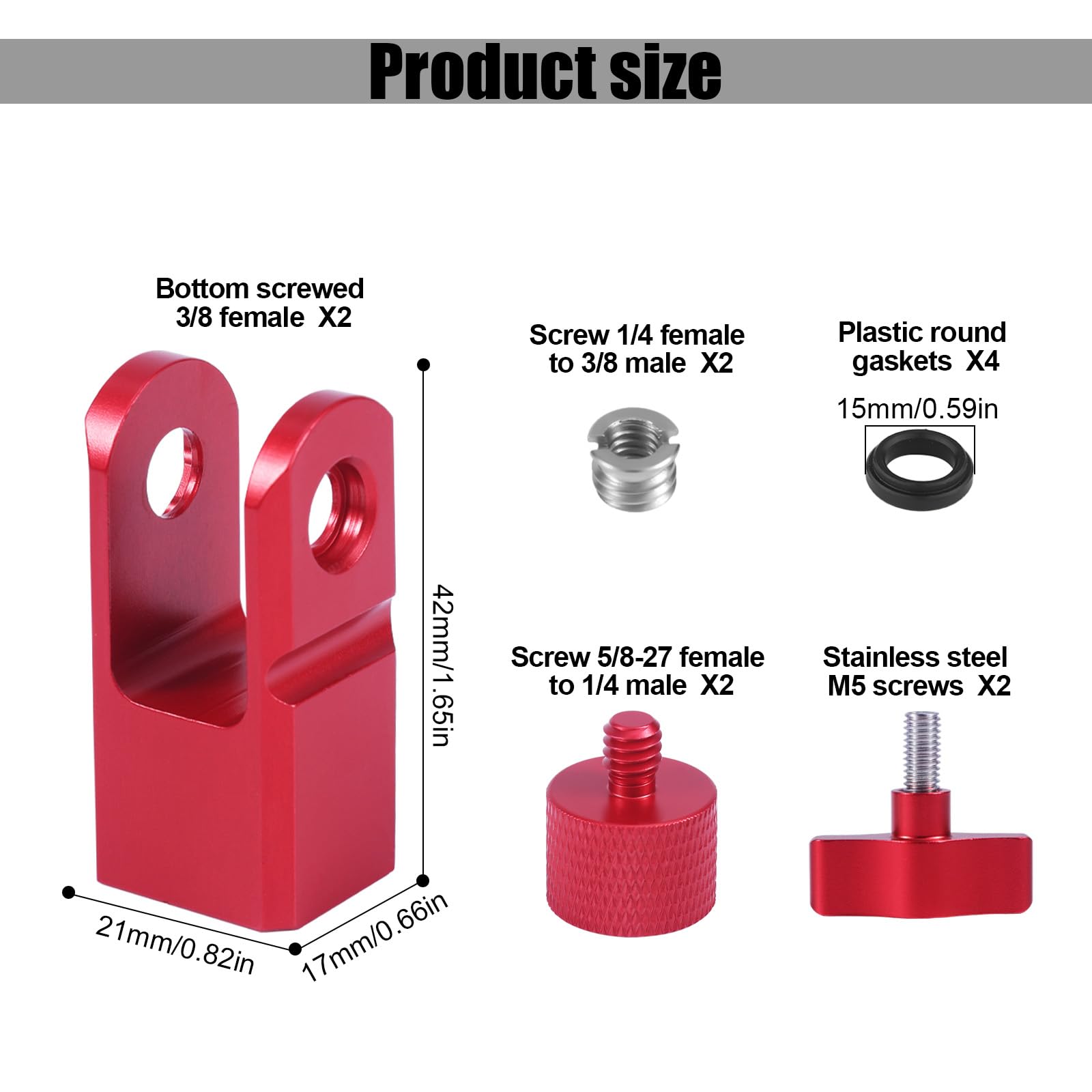 BOXOB 2 Set Metal Microphone Mount Adapter for Hyperx Quadcast Compatible with Hyperx Quadcast Microphone Stand & Boom Arm with 3/8" or 1/4" Screw Adapter Replacement Accessory for Mic (Red) - Image 2