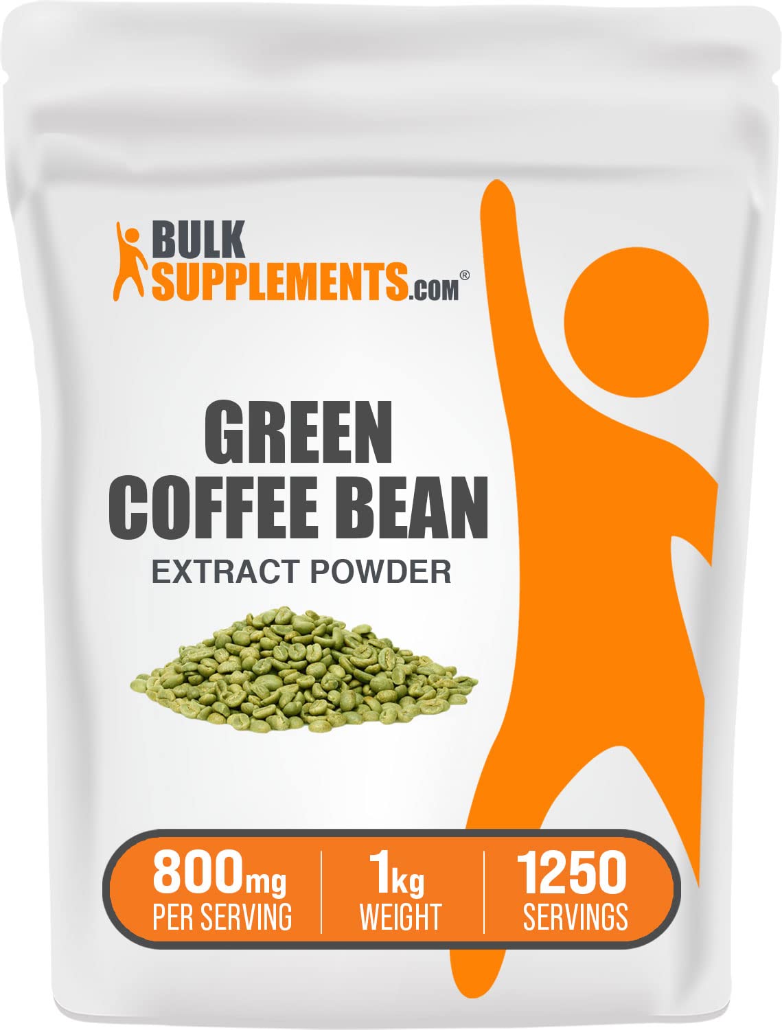 BulkSupplements Green Coffee Bean Extract Powder - Green Coffee Bean Supplements - Energy Support, Gluten Free, 800mg per Serving, 1kg (2.2 lbs) (Pack of 1)