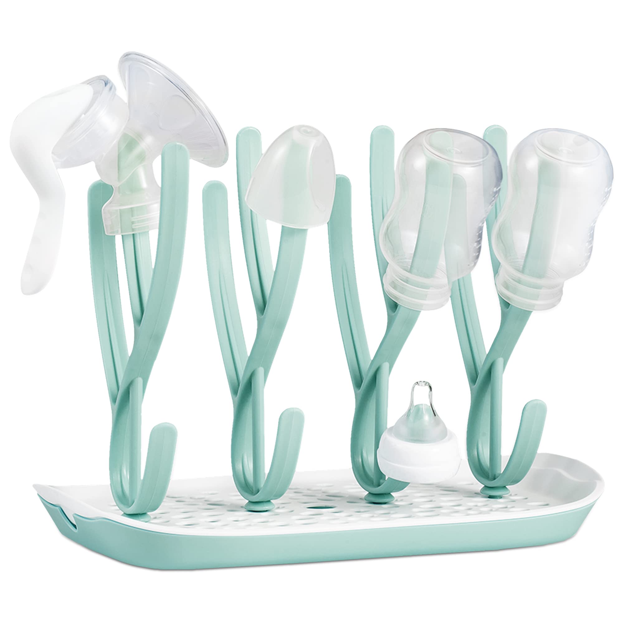 ASABSpace Saving Baby Bottle Drying Rack | Countertop Standing Removable Base Baby Bottles Teats Sippy Cups Feeders Teats Drying Rack | Feeding Accessories Storage Holds Up to 8 Bottles (Blue)